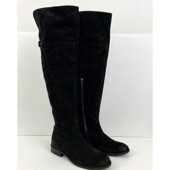 Frye Over The Knee  Boots  Shirley OTK Black Oiled Suede  Leather  Size 7 NEW - Picture 1 of 8